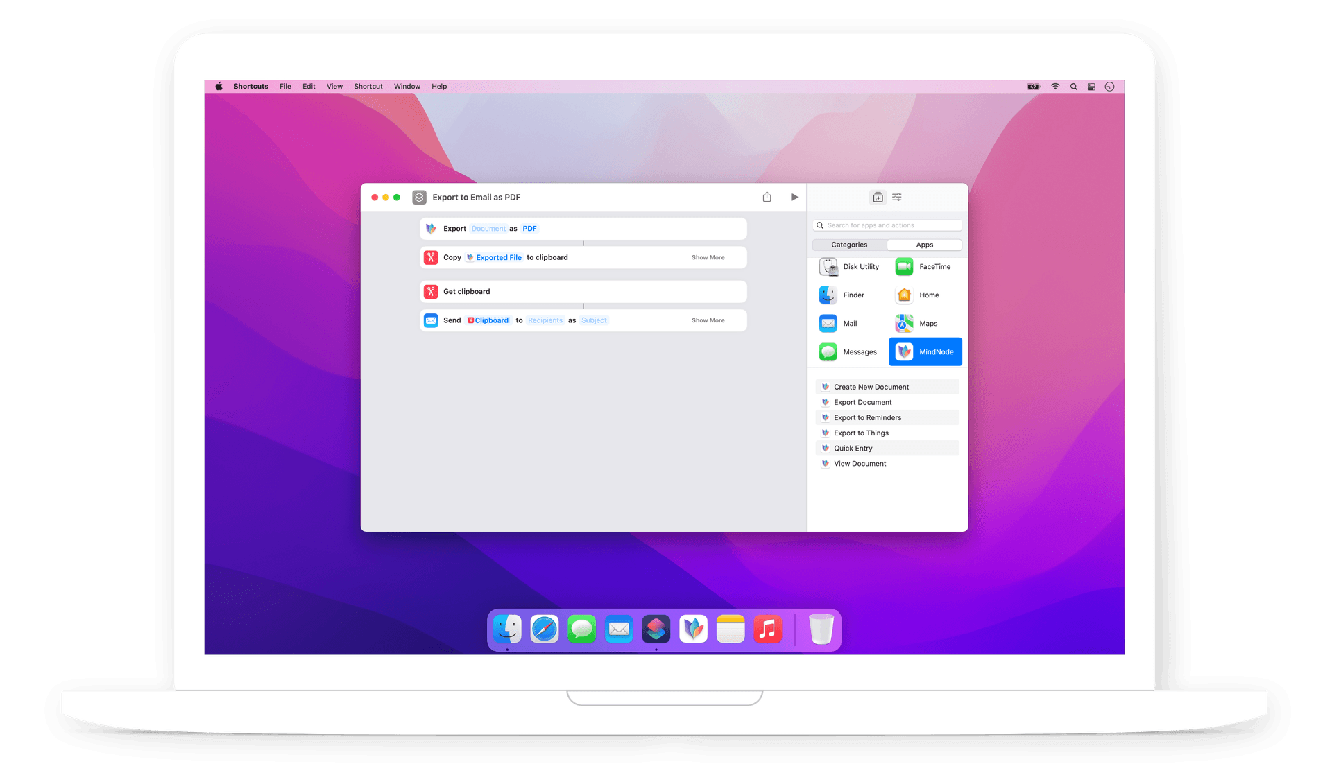 Use Shortcuts with MindNode in macOS Monterey